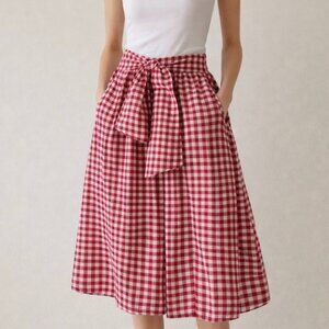 Zara women's cotton skirt midi fuchsia  size XS pockets cottagecore